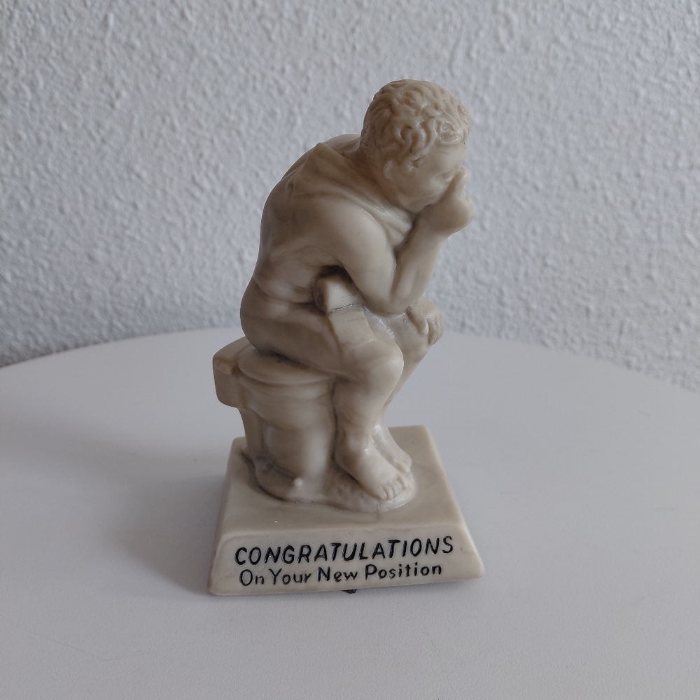 Vintage  1970 Russ Berrie Funny Statue "Congratulations On Your New Position  "